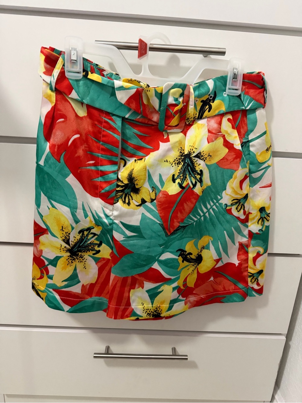 Ovi High Waist Tropical Floral Shorts - Red, Yellow, Green